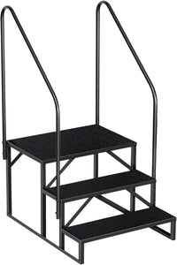 Escalier Garvee à 3 marches pour camping-car avec rampe, capacité de charge de 300 kg, en aluminium, robuste et portable pour caravanes et usage extérieur.