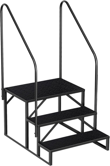 Escalier Garvee à 3 marches pour camping-car avec rampe, capacité de charge de 300 kg, en aluminium, robuste et portable pour caravanes et usage extérieur.