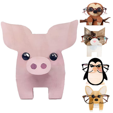 Porte-lunettes en bois Garvee, en forme de cochon, motif animal, robuste et compact, idéal pour le bureau et la maison.