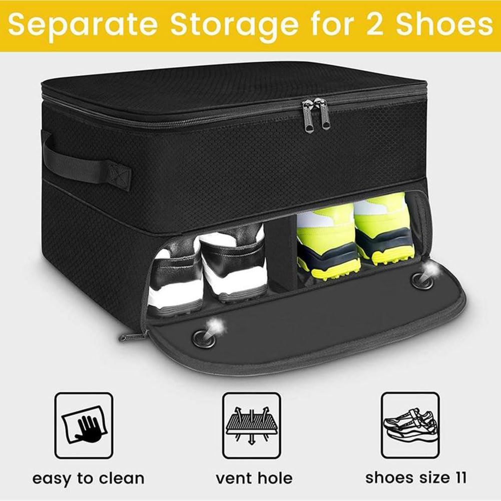 Coffre de golf Garvee, organisateur 2 couches étanche avec 5 compartiments ventilés, portable et robuste, pour accessoires de golf, voiture et extérieur.