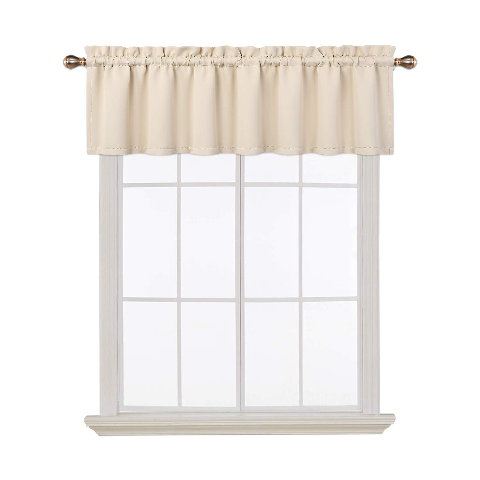 Cantonnières occultantes Garvee pour salon, cuisine, chambre, beige, 132 x 38 cm, cantonnières isolantes thermiques