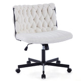 Garvee chaise de bureau criss cross à roulettes, assise large, sans accoudoirs, pivotante, structure en métal, pour ordinateur et coiffeuse, 66 cm, noire - noir