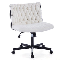 Garvee chaise de bureau criss cross à roulettes, assise large, sans accoudoirs, pivotante, structure en métal, pour ordinateur et coiffeuse, 66 cm, noire
