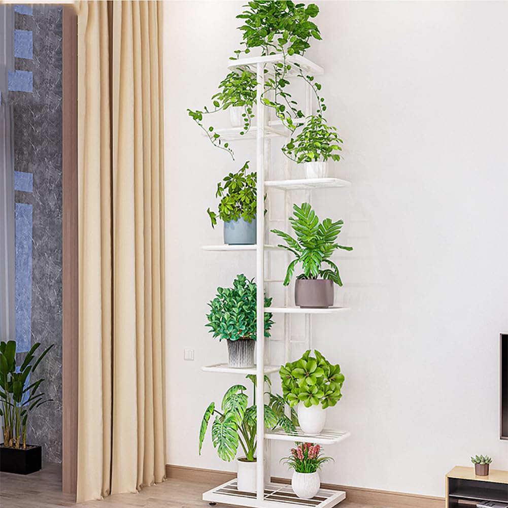 Étagère à plantes Garvee à 8 niveaux, en métal antirouille, d'angle, pour jardin, balcon ou salon, robuste, noire.