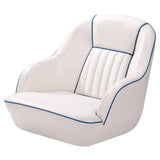 Siège de capitaine ergonomique et confortable pour bateau ponton Garvee, en mousse à compression et vinyle, fixation standard, idéal pour la pêche et les loisirs. Dimensions : 49,5 cm (H) x 55,9 cm (L) x 54,6 cm (P). - Blanc/Bleu marine