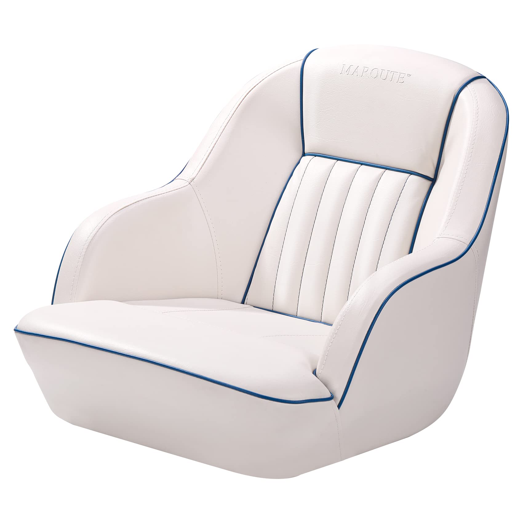 Siège de capitaine ergonomique et confortable pour bateau ponton Garvee, en mousse à compression et vinyle, fixation standard, idéal pour la pêche et les loisirs. Dimensions : 49,5 cm (H) x 55,9 cm (L) x 54,6 cm (P).