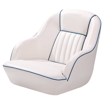 Siège de capitaine ergonomique et confortable pour bateau ponton Garvee, en mousse à compression et vinyle, fixation standard, idéal pour la pêche et les loisirs. Dimensions : 49,5 cm (H) x 55,9 cm (L) x 54,6 cm (P).