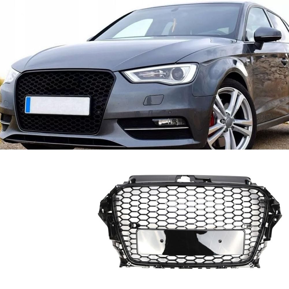 Calandre de pare-chocs avant Garvee, motif nid d'abeille, pour Audi A3 et S3 (2013-2015), matériau robuste, noir.