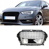 Calandre de pare-chocs avant Garvee, motif nid d'abeille, pour Audi A3 et S3 (2013-2015), matériau robuste, noir.