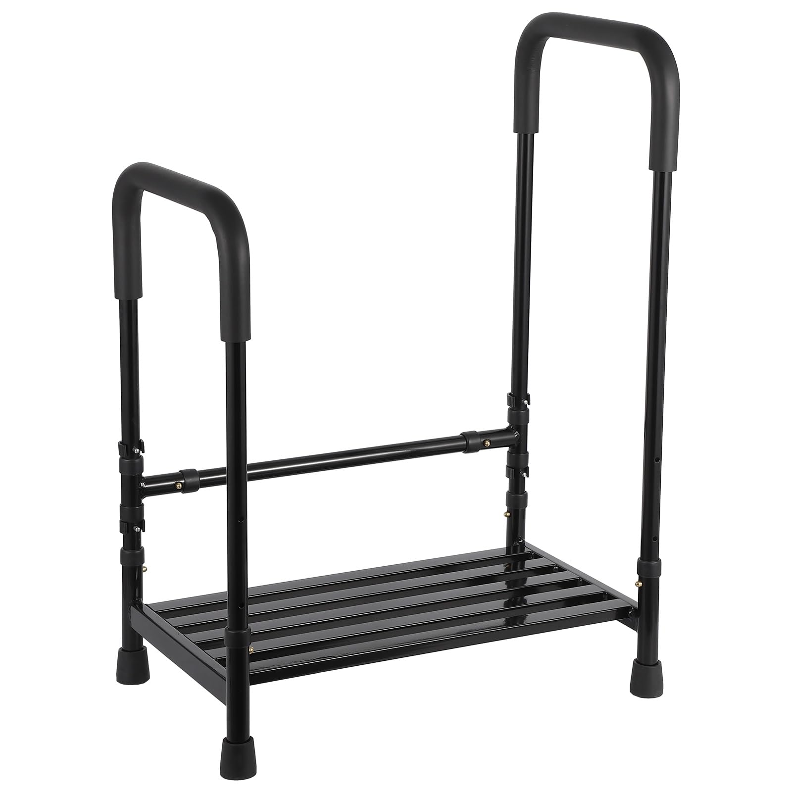 Garvee Marchepied avec poignée et plateforme antidérapante, charge 204 kg, rampe réglable, HDPE et acier, pieds en caoutchouc, pour seniors et personnes à mobilité réduite