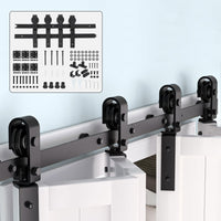 Ensemble de quincaillerie Garvee pour portes coulissantes pliantes 60 po (152 cm) pour 4 portes, robuste, silencieux, noir, salon et salle à manger, gain de place