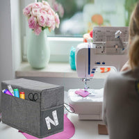 Housse de machine à coudre Garvee, housse anti-poussière universelle pliable en tissu Oxford gris de haute qualité pour atelier de couture