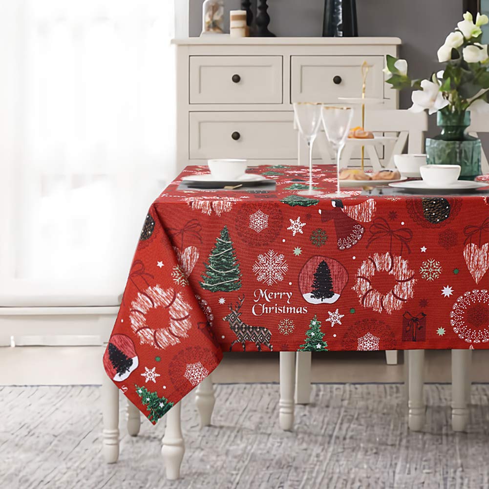 Nappe de Noël Garvee 52 x 52 cm, polyester, résistante à l'huile et aux taches, lavable, pour l'intérieur et l'extérieur, motif de Noël, rouge