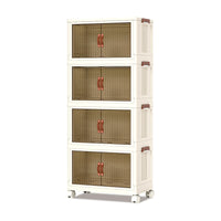 Garvee Boîtes de rangement empilables en plastique lot de 4, 72 QT, avec portes et roulettes, pour chambre et garage, transparentes, robustes et
