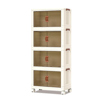 Garvee Boîtes de rangement empilables en plastique lot de 4, 72 QT, avec portes et roulettes, pour chambre et garage, transparentes, robustes et