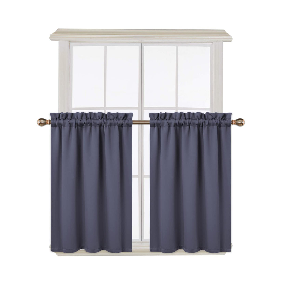 Cantonnières occultantes Garvee, lot de 2, pour fenêtres (salon, cuisine, chambre), isolation thermique, 66 x 61 cm, gris foncé