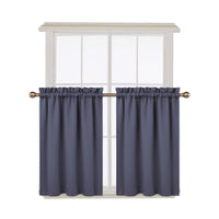 Cantonnières occultantes Garvee, lot de 2, pour fenêtres (salon, cuisine, chambre), isolation thermique, 66 x 91 cm, gris foncé