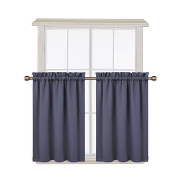 Cantonnières occultantes Garvee, lot de 2, pour fenêtres (salon, cuisine, chambre), isolation thermique, 66 x 91 cm, gris foncé