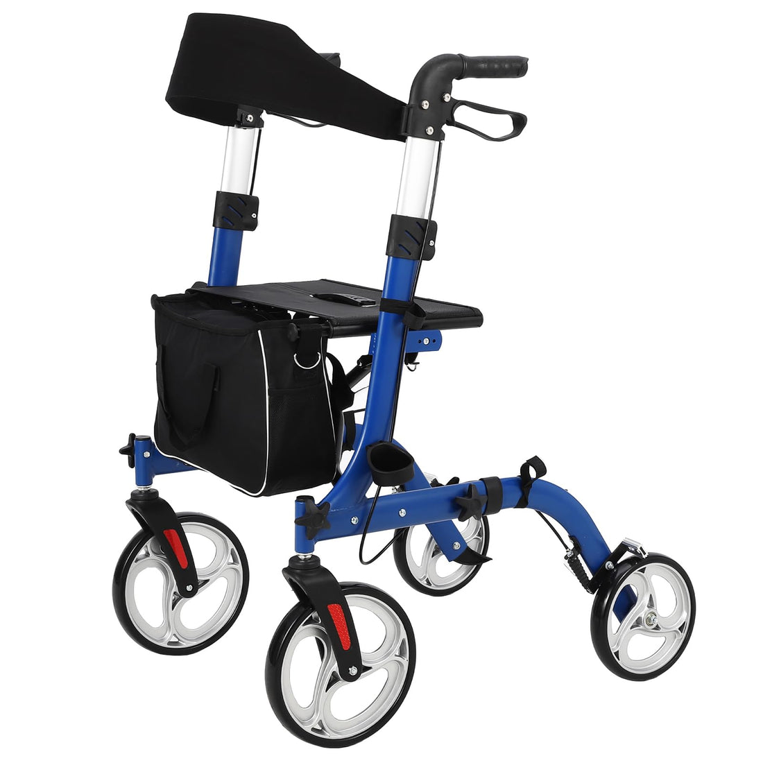 Garvee Déambulateur fauteuil 2 en 1 pour adulte, aluminium aérospatial léger, pliable et réglable, sans amortisseurs, roues à noyau argent