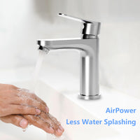 Mitigeur de salle de bain Garvee, hauteur de bec 128 mm, finition chromée, économie d'eau pour salles de bain modernes et toilettes invités