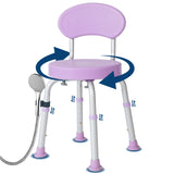 Garvee Chaise de Douche Pivotante 360° avec dossier réglable en Hauteur Aluminium Antirouille Siège Antidérapant Pliable pour Seniors, violet - Violet
