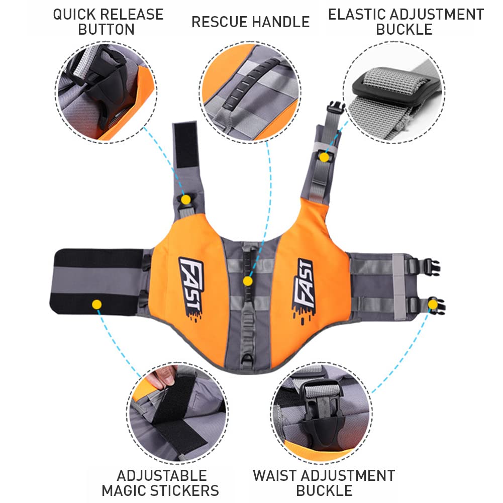Gilet de sauvetage pour chien Garvee, en tissu ripstop, ajustable avec poignée et bandes réfléchissantes, pour chiens de petite, moyenne et grande taille, vert fluorescent, taille XL