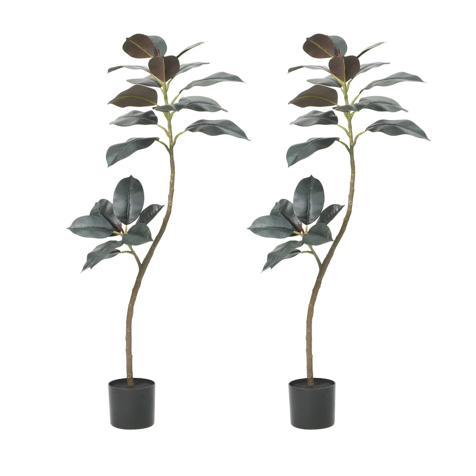 Ensemble de 2 arbres artificiels Garvee, décoration intérieure, feuilles réalistes, entretien facile, plastique, design moderne, pour bureau et salon, vert