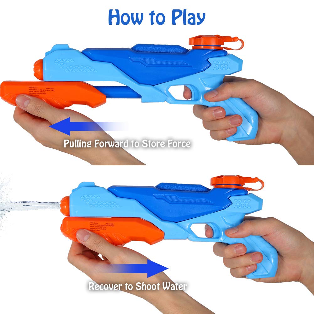 Lot de 3 pistolets à eau Garvee pour enfants et adultes, jouets de piscine, 29 x 13,5 cm, bleu