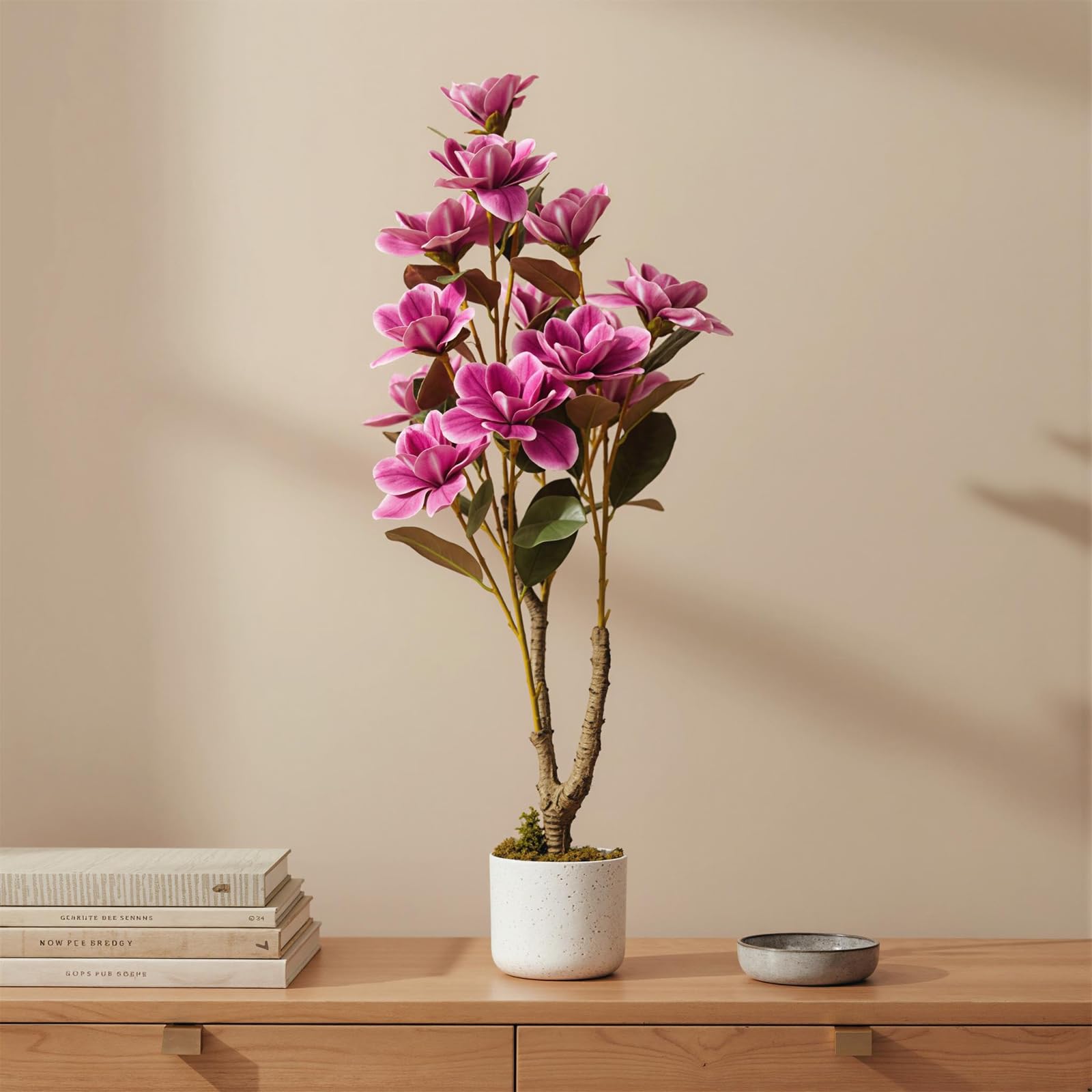 Arbre à orchidées artificielles Yulan Garvee 95 cm (37,4 po) avec fleurs et feuilles en PEVA, entretien facile, pot blanc, décoration d'intérieur et de mariage