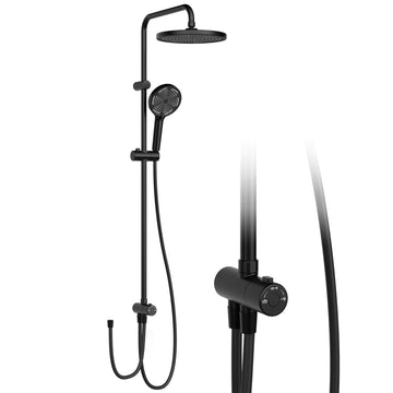 Colonne de douche GARVEE Rain Shower sans accessoires – Colonne de douche ronde en acier inoxydable noir 25 cm