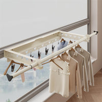 Garvee Séchoir à linge mural, pliable, pour une utilisation intérieure ou extérieure, 62,3-115 cm, gain de place, avec 7 pinces, capacité de charge de 30 kg, blanc, grand
