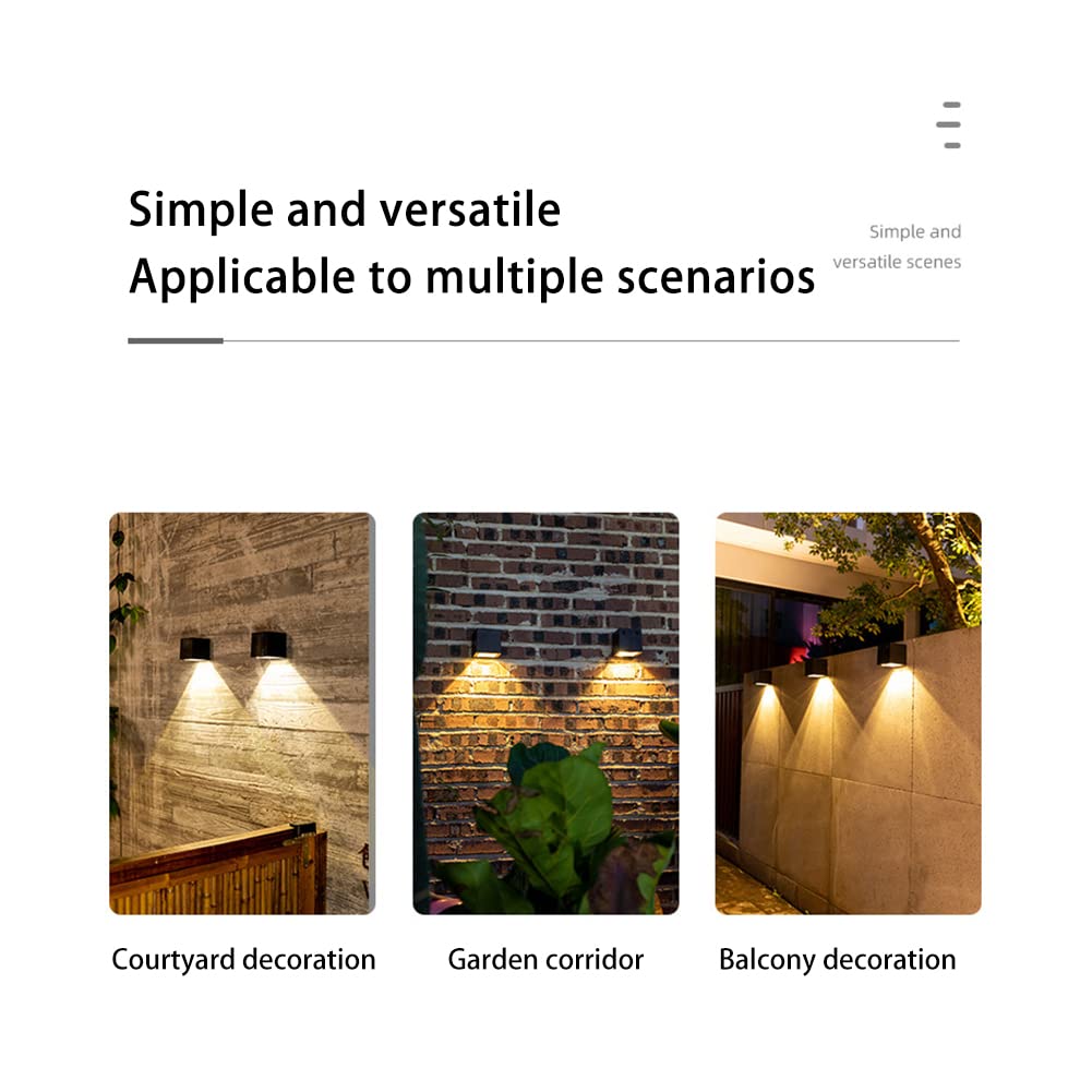 Applique solaire murale Garvee à couleurs changeantes, étanche IP65, boîtier en aluminium, lumière RGB et chaude pour jardin et terrasse, sans fil