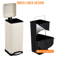 Poubelle rectangulaire Garvee 8 gal/30 L en acier inoxydable avec couvercle à fermeture douce, idéale pour la cuisine et la salle à manger. Revêtement anti-traces de doigts et seau intérieur inclus.