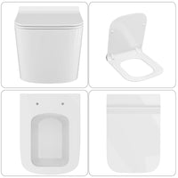 GARVEE WC Sospeso Senza Bordi WC suspendu en céramique forme D 55,5 cm blanc couvercle automatique
