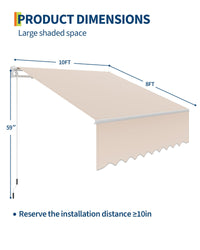 Store manuel Garvee 3 x 2,4 m, imperméable, protection UV, structure en aluminium, beige, pour terrasse et balcon