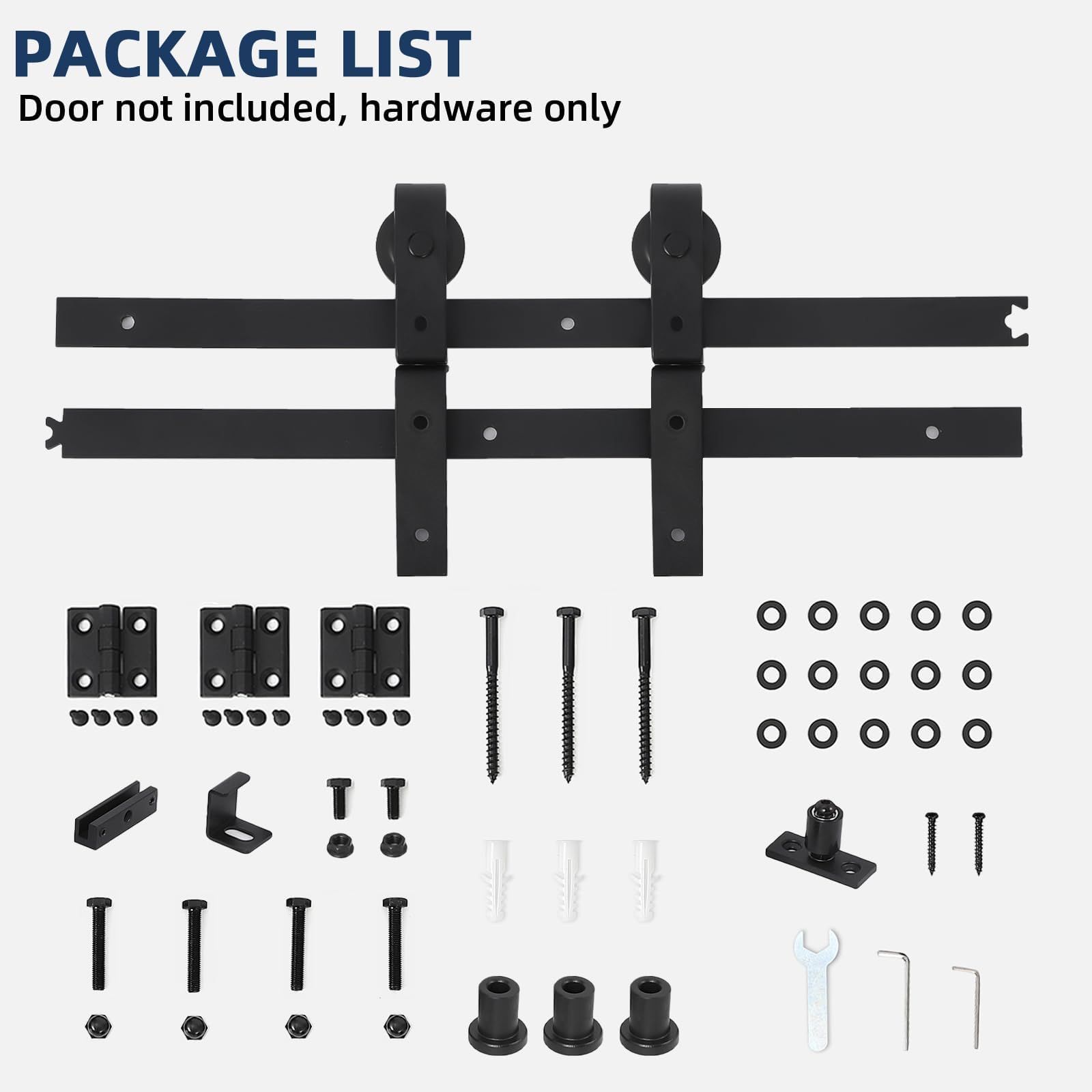 Ensemble de quincaillerie Garvee 24 po pour portes coulissantes pliantes 2 x 10 po, acier, noir, salon et salle à manger, gain de place et silencieux