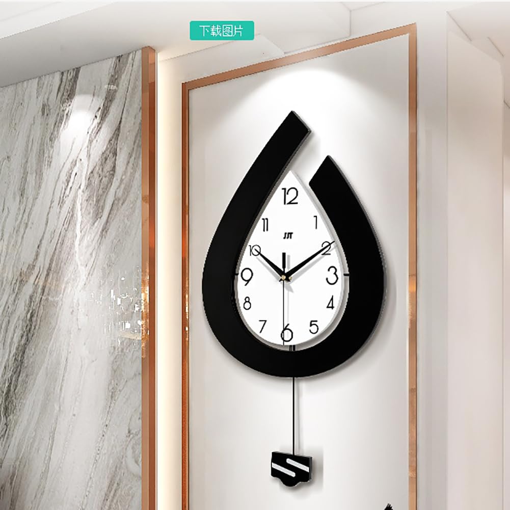 Horloge murale moderne Garvee, à piles, en forme de goutte d'eau, pour salon, chambre, cuisine, bureau, 39 x 73 cm, élégante