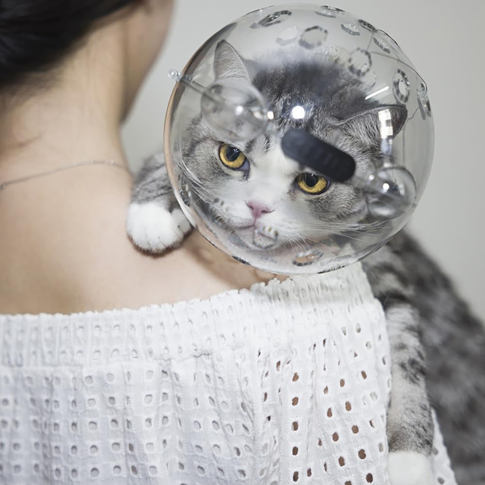 Garvee Casque transparent pour chat avec ventilation, anti-léchage et anti-morsure, matériau léger, petite taille, pour la convalescence et les soins, oreilles de chat mignonnes