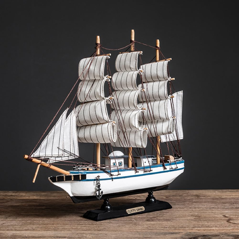Garvee Maquette de voilier en bois avec ficelle légère, décoration nautique pour Noël, salon, bureau, décoration de bureau
