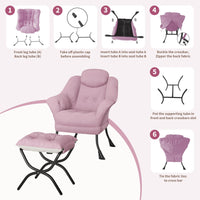 Fauteuil de lecture ergonomique Garvee Lazy Chair avec repose-pieds, pliable, revêtement en coton PP, housse lavable, design moderne, idéal pour les petits espaces.