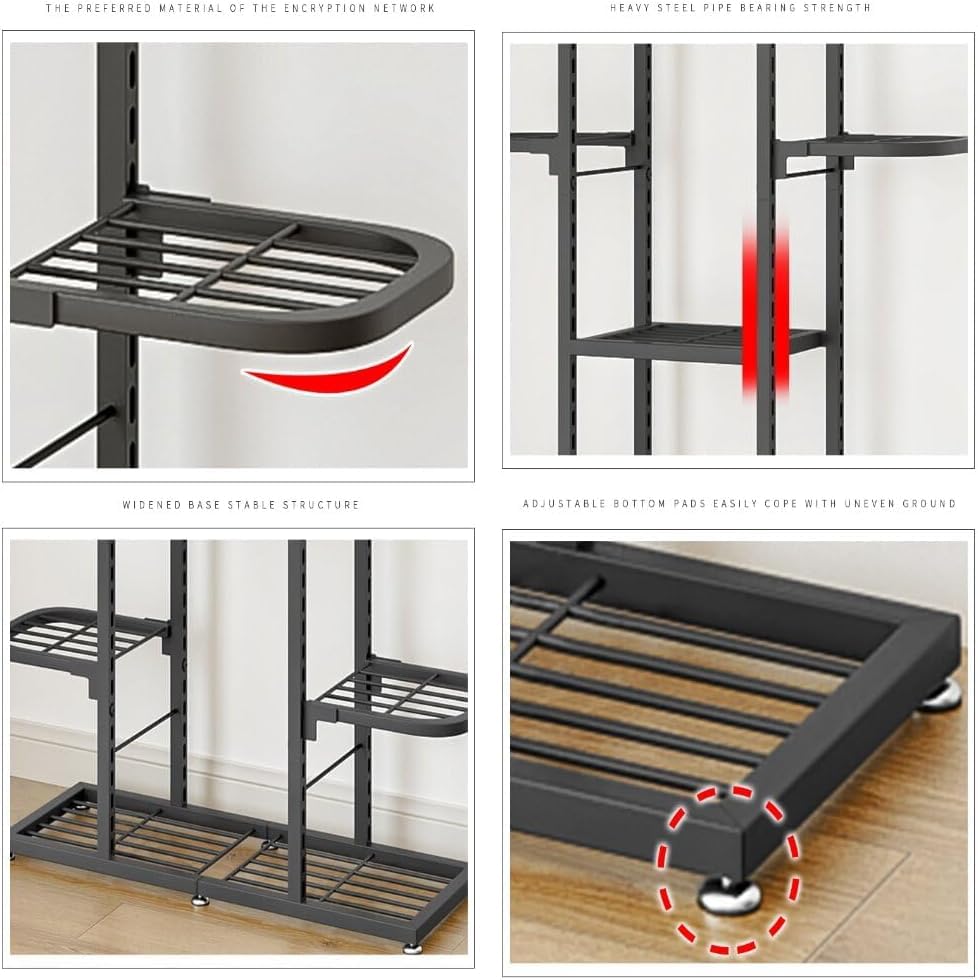 Support à plantes Garvee à 5 niveaux en métal avec pieds réglables, étanche, format d'angle pour salon et jardin, gain de place, multifonctionnel