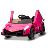 Garvee Voiture Électrique Lamborghini pour Enfants 12 V, Portes Ciseaux, Éclairage LED, Plastique PP, MP3 et Siège Spacieux, pour Enfants de 3 à 6 Ans, Rose - Rose