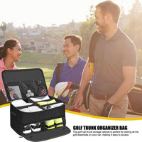 Coffre de golf Garvee, organisateur 2 couches étanche avec 5 compartiments ventilés, portable et robuste, pour accessoires de golf, voiture et extérieur.