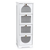 Meuble de salle de bain Garvee avec 4 tiroirs, imperméable, bois blanc, poignées dorées, compact pour salle de bain et salon, 30 x 30 x 84 cm