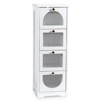 Meuble de salle de bain Garvee avec 4 tiroirs, imperméable, bois blanc, poignées dorées, compact pour salle de bain et salon, 30 x 30 x 84 cm
