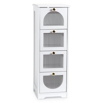 Meuble de salle de bain Garvee avec 4 tiroirs, imperméable, bois blanc, poignées dorées, compact pour salle de bain et salon, 30 x 30 x 84 cm
