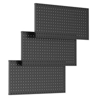 Ensemble de 3 panneaux perforés métalliques Garvee 12x24" à fixation murale, en acier revêtu de poudre résistant aux rayures, pour atelier ou cuisine.