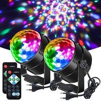 Garvee - Kit de 4 boules lumineuses disco LED portables en cristal avec télécommande, 6 couleurs, activation sonore, éclairage de scène magique en cristal, prise UE, pour fêtes et clubs