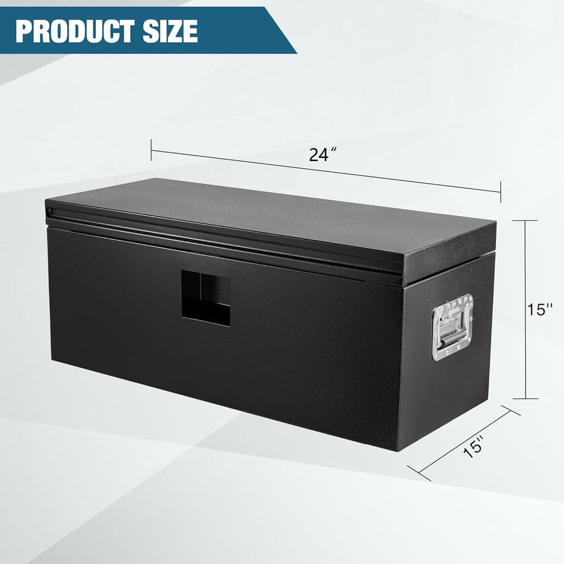 Garvee Coffre à Outils en Fer 2025A 38×38×61cm, Couvercle Rainuré, Organisateur Résistant, Camion, Noir