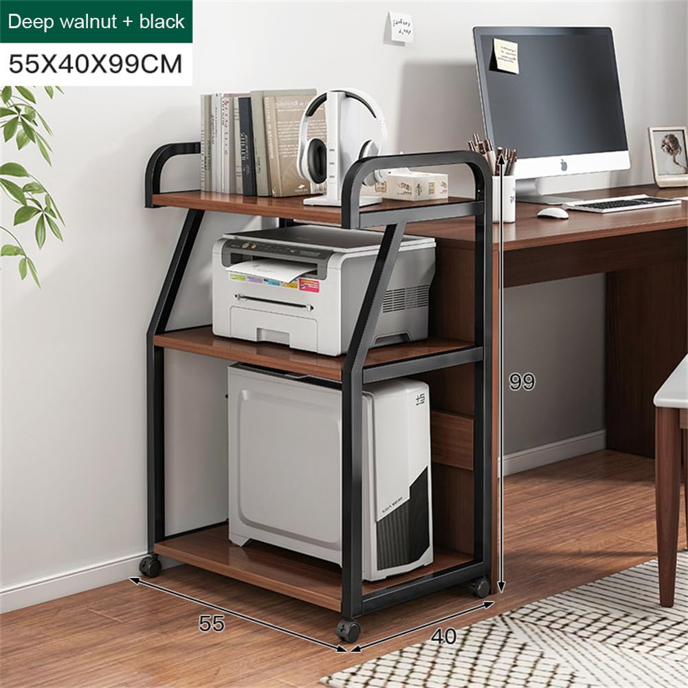 Garvee Table d'imprimante mobile, 3 niveaux, structure en acier, compacte et robuste pour le bureau et la maison